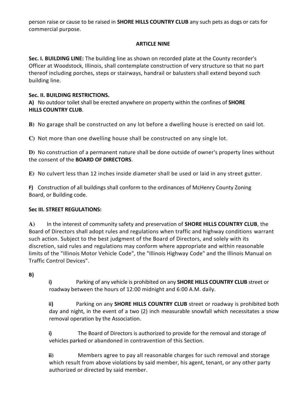 Shore Hills Country Club By-Laws-6