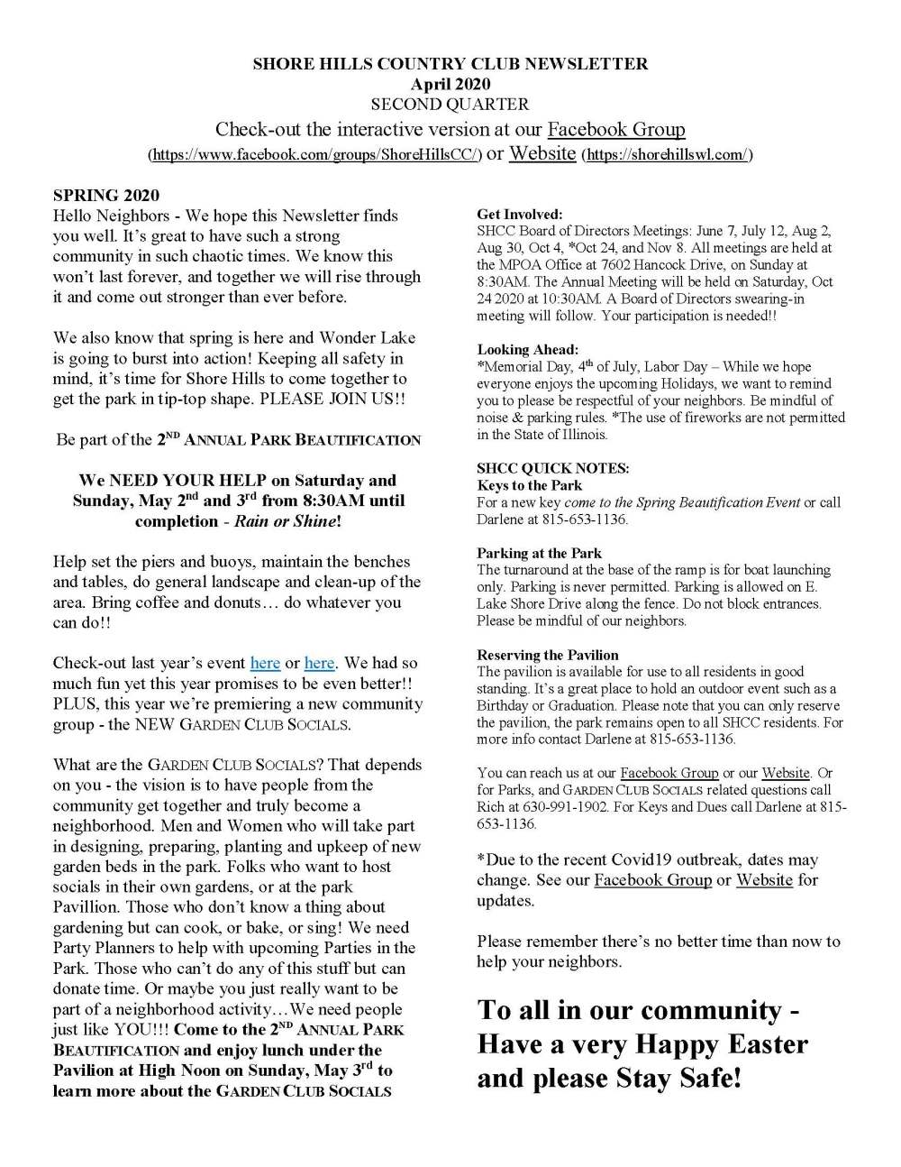 SHCC Newsletter - April 2020 - Second Quarter _Page_1